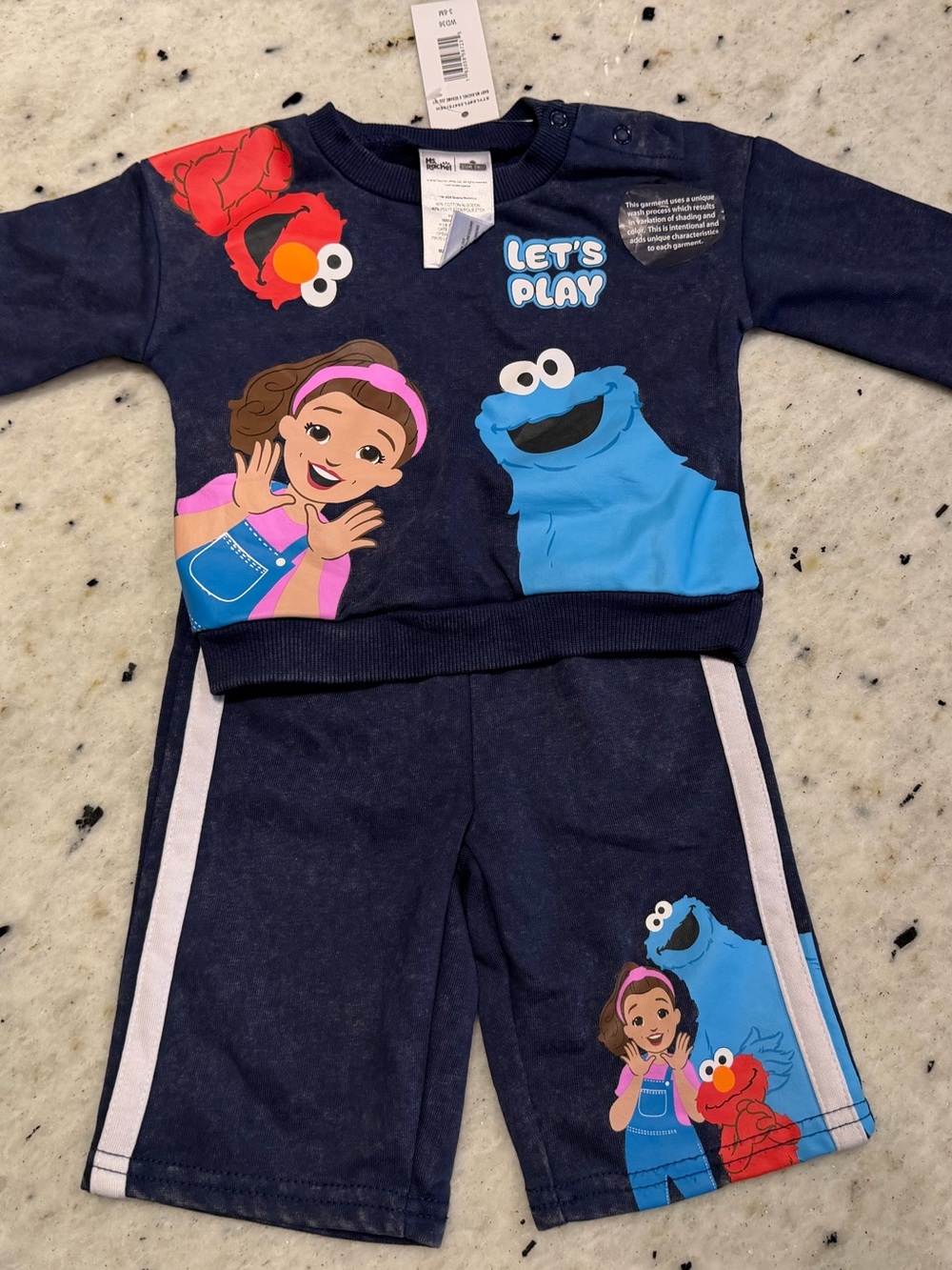 Sesame Street Kids Navy 'Let's Play' Pajama Matching Set
